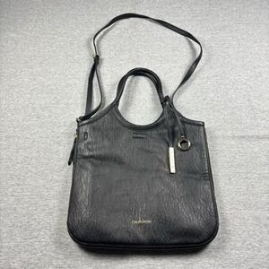 Calvin Klein Gabrianna Novelty Slim Side Zip Tote Black Expandable Purse Bag